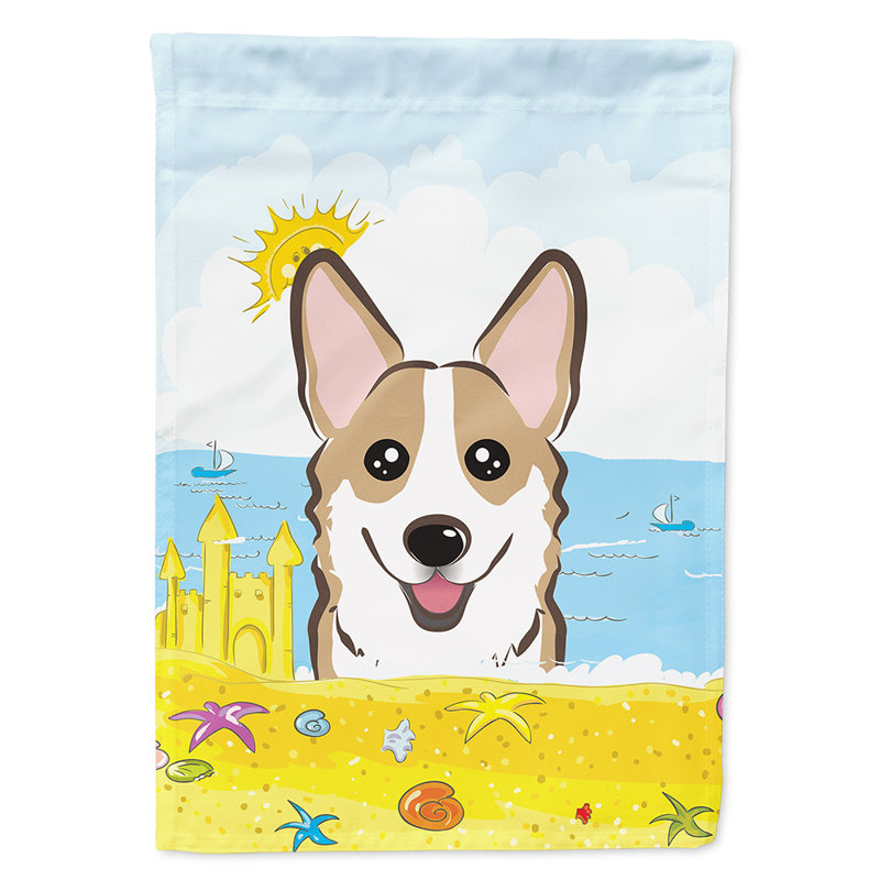 Drapeau de maison 40 po x 28 po Batchelder, Sable Corgi