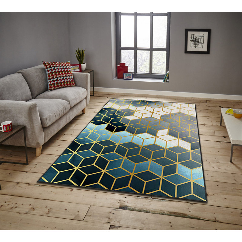 Luxurious Non-Slip Area Rug, 4.0 x 5.9 Feet, 100% Polyester, 740g/m² | Velvet Fabric with Digital Print | Easy-Clean Laminated Sponge Underside, Machine Washable | Perfect for Living Room, Bedroom & Home Decor