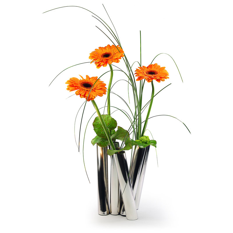 Metal Table Vase, Chrome coloured