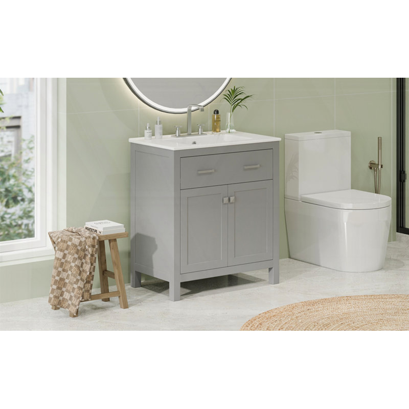 Meuble-lavabo 30 po avec lavabo en céramique, Gris