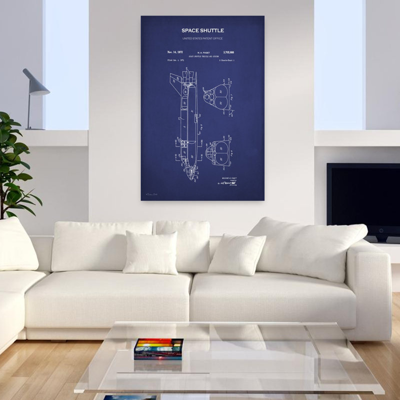 Navette spatiale, brevet d'art contemporain, H 48 po x l 32 po