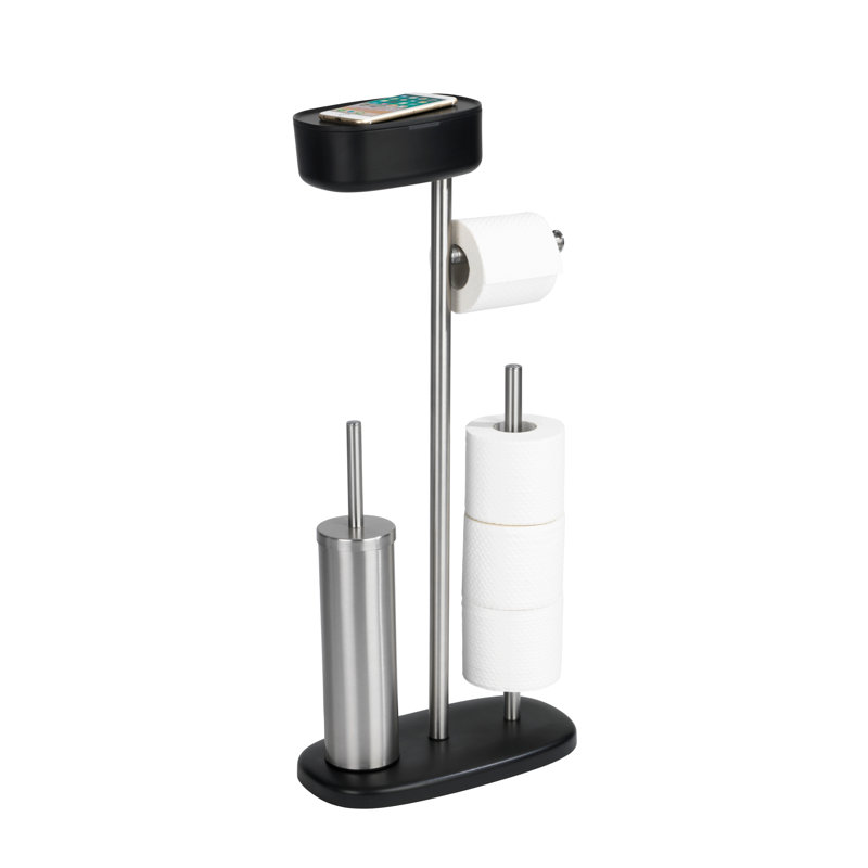 WENKO Free-Standing Toilet Brush and Holder, Black