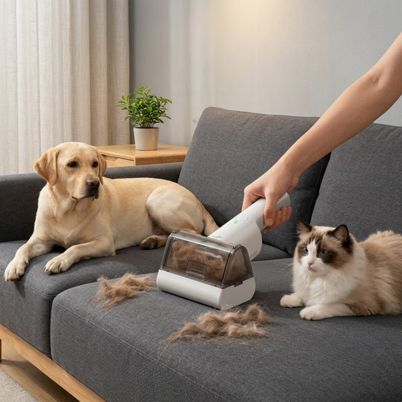 2025-Upgrade Electric Pet Hair Removal Tool with Vacuum & Lint Roller, Automatic Portable Hair Remover for Indoor/Outdoor Use, Cat Bed, Climbing Frame, Board, Carpet, Mats & Car Mats