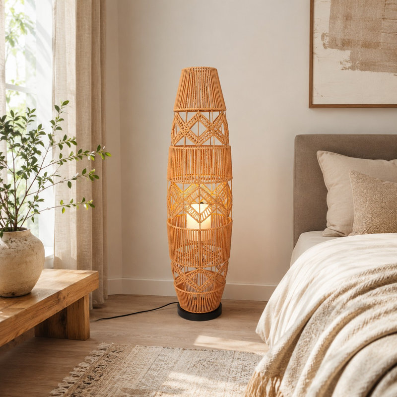 Lampe sur pied en corde de chanvre tissée à la main 37,40 po (ampoule E26 chaude incluse)