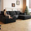 Canapé modulaire 107 po avec 1 repose-pieds Cloud, fauteuils rembourrés minimalistes modernes, canapé en U confortable pour le salon, canapé d'angle à assise profonde, aucun assemblage requis, noir (tissu en velours côtelé moelleux)-161305928