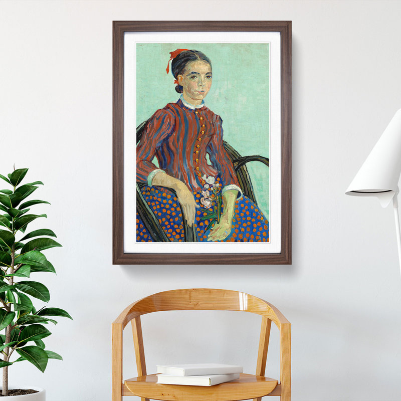 Vangogh Mousme by Vincent Van Gogh - Picture Frame Painting, 65cm H x 48cm W x 2cm D, Walnut Framed