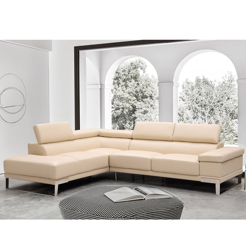 Baxter LHF Beige, Beige Genuine Leather, Left Hand Facing