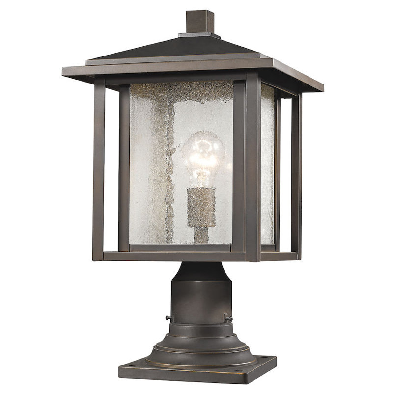 Luminaire à fixation sur mât câblé 1 lumière Iwan, H 18 po x l 11 po x p 11 po, Bronze huilé