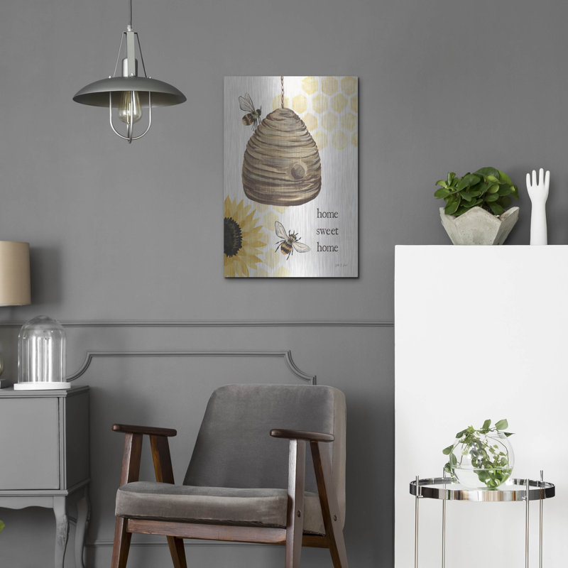 «Sunny Bees 4» par August Grove®, art mural en métal 16 po x 24 po August Grove®