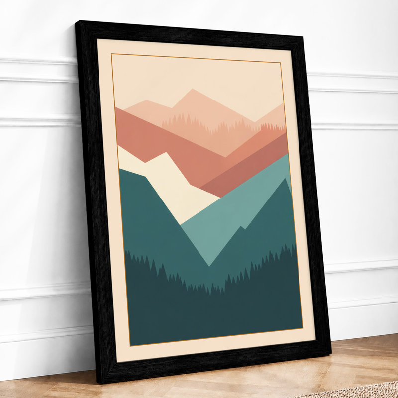 Layered Mountain Landscape Minimalist - Print, Black, A3 - 42.0 x 29.7 cm