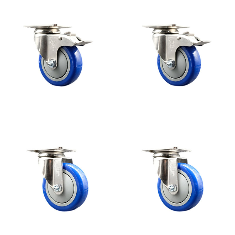 Roulettes en polyuréthane, Bleu