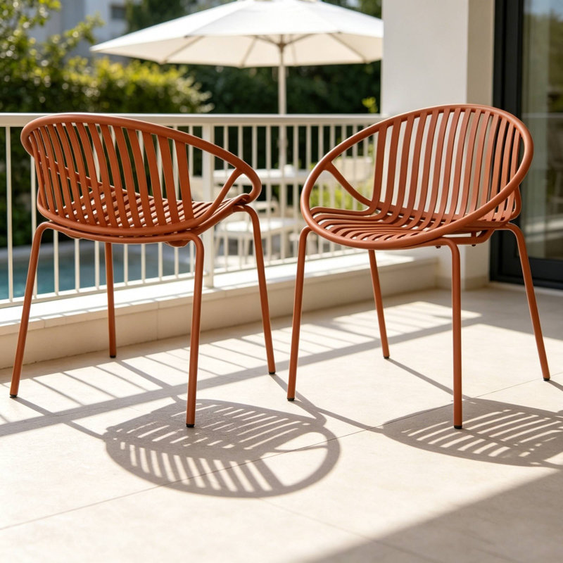 Ensemble de 2 chaises de patio empilables, Orange