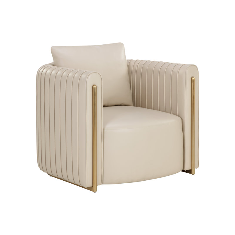 Lounge Chair, Cream Faux Leather