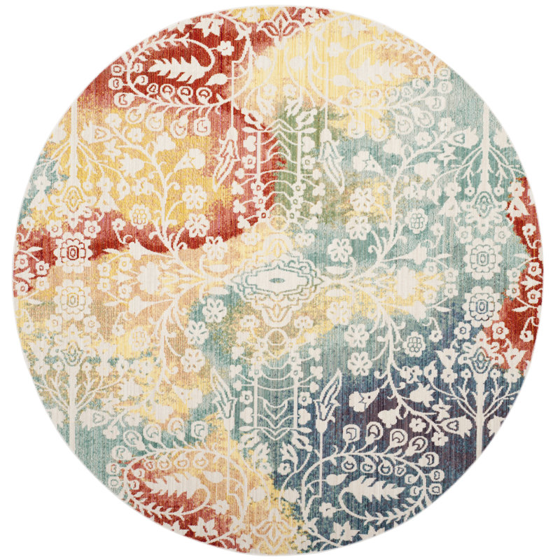 Mystique Performance Floral Rug, Round 6'7"