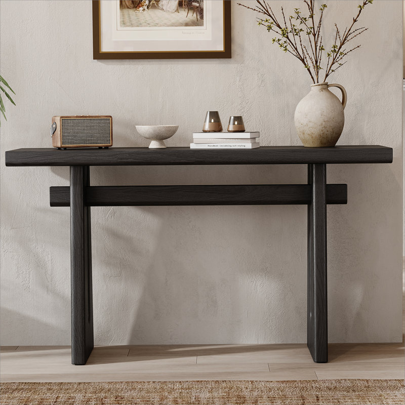 Console Mirod avec silhouette géométrique - touche architecturale parfaite pour le salon, le vestibule et le couloir, Noir