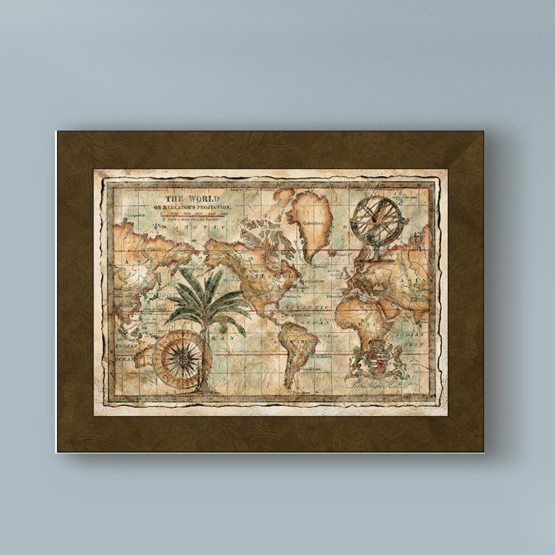 «World Map with Globe», impression sur toile tendue, H 14 po x l 19 po x P 2 po