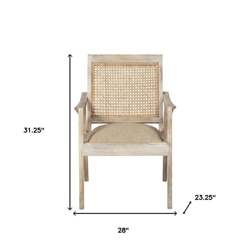  Fauteuil en tissu crème et naturel délavé