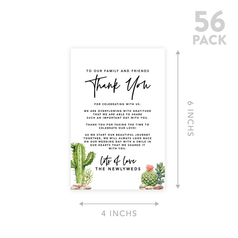 Coffrets de mariage «Desert Thank Cacti» pour réception de table, assiettes, famille, amis, paquet de 56