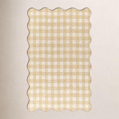 Lola Yellow Hand-Tufted Plaid Wool Rug