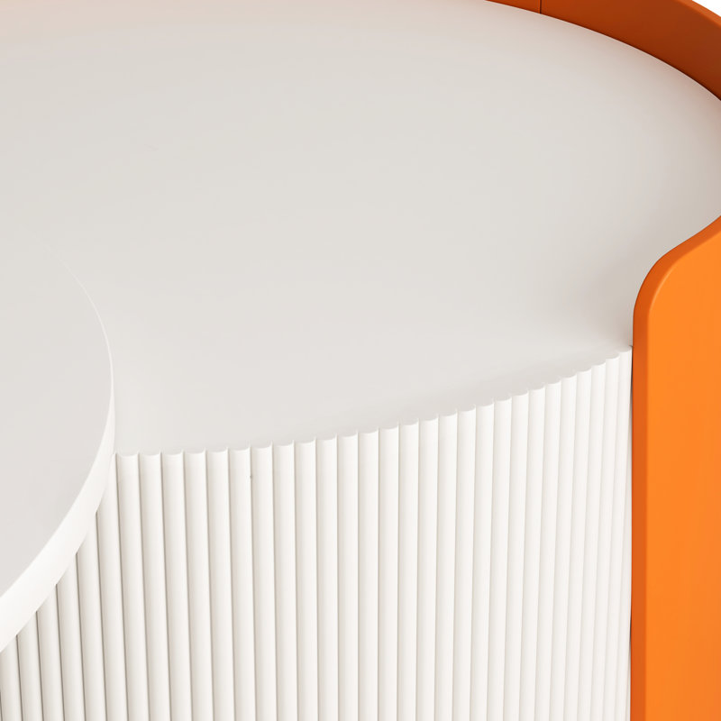 Table basse gigogne (table unique), Blanc antique / orange