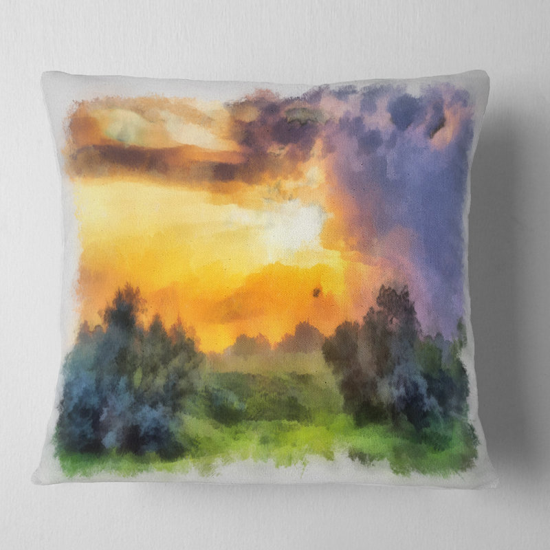 Coussin paysage, 16 po x 1 po, Coussin décoratif