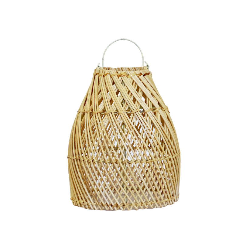 The Rattan Lampshade Collection 25cm H Bamboo Rattan Oval Pendant Shade ( Screw On ), Natural