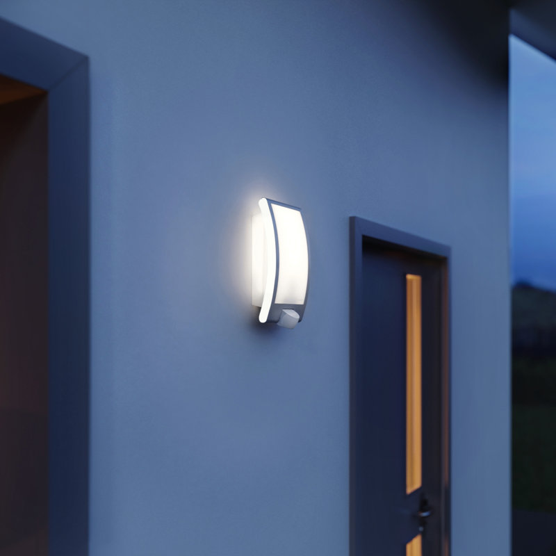 Modern Outdoor Wall Light L 22 S with Motion Sensor E27 Flush Mount, Silver