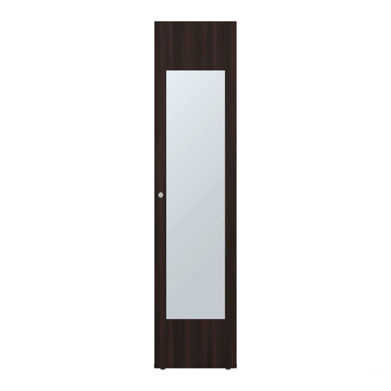 Garde-robe H 67 po avec miroir et rangement vertical, noyer foncé