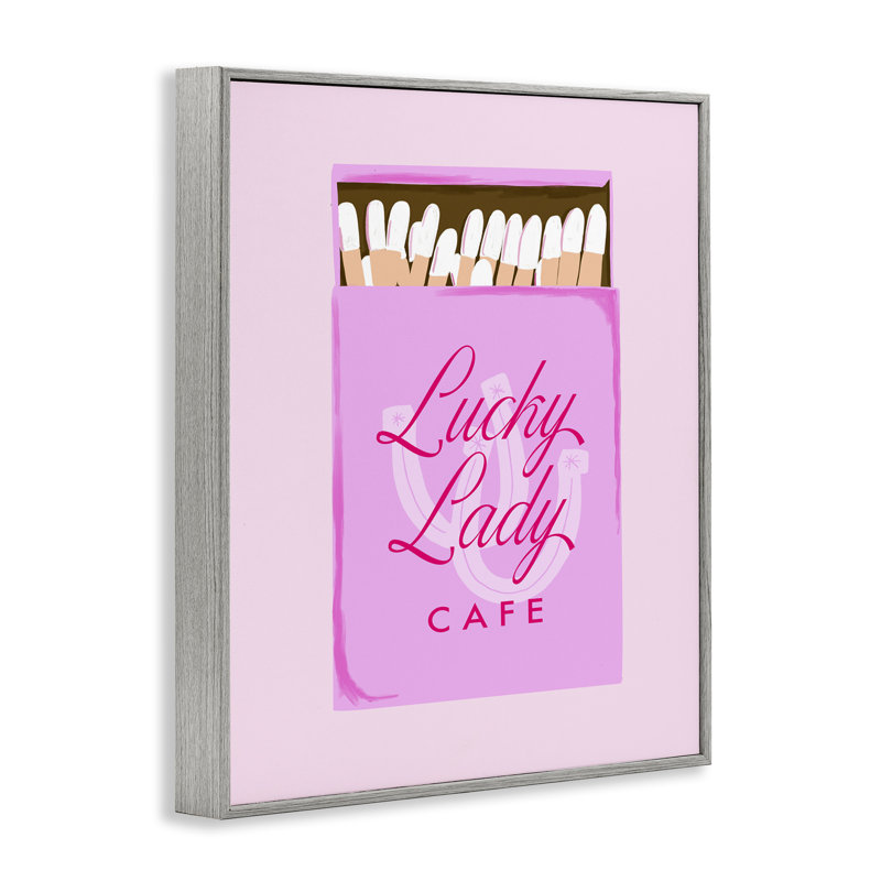 Lucky Lady Cafe Matchbox, giclée encadrée, design par Cherrywood Lane, H 14 po x l 11 po, Estampe numérique Farmhouse
