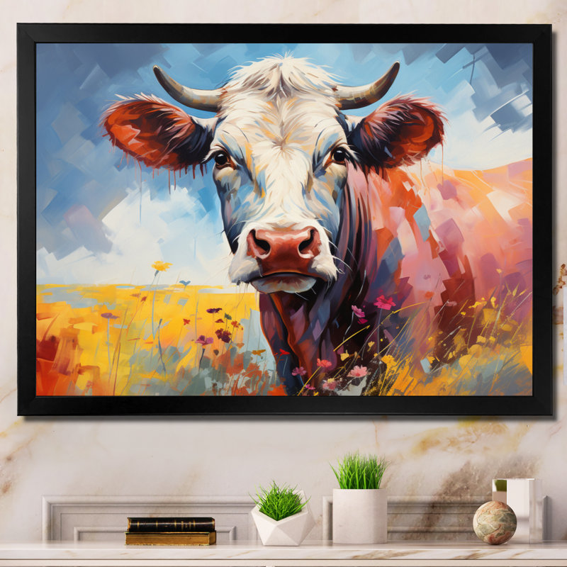 «Cow Countryside Palette II», reproduction sur toile, H 24 po x l 32 po x P 1 po, Cadre photo noir