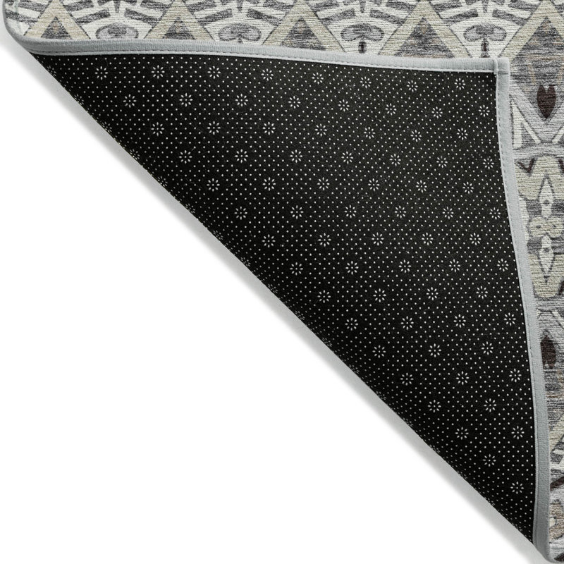 Tapis marocain d'intérieur et d'extérieur lavable gris et brun 3 pi x 5 pi
