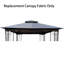 Matériau de remplacement de pavillon de jardin à double toit 10 pi x 10 pi, gris, hydrofuge, remplacement de la toile à installation simple, gris, protégé, résistant aux intempéries