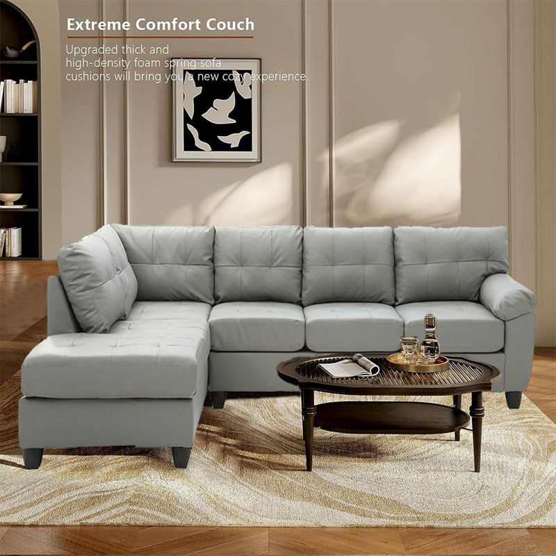 Faux Leather L-Shaped Sectional Left Hand Facing