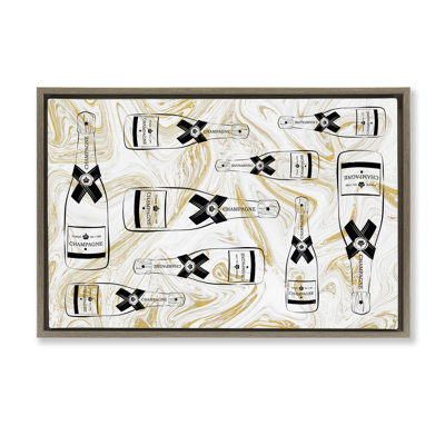 Streaked Champagne Framed Floater Canvas By Martina Pavlova