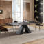 Table de salle à manger extensible en pierre frittée noire matte de 63 à 95 po pour 4 à 10 personnes avec pieds en acier noir