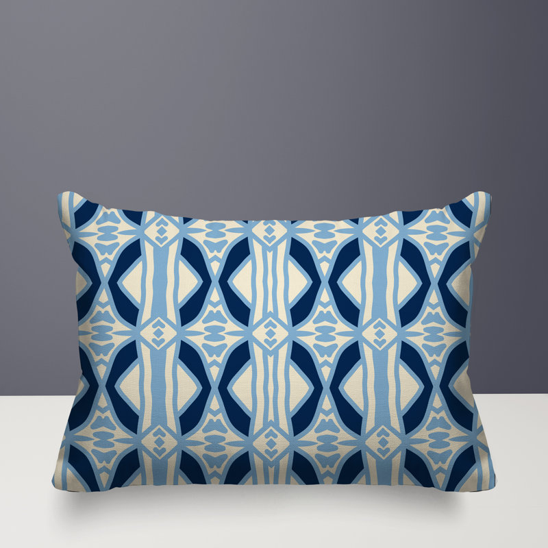 Coussin rectangulaire intérieur / extérieur réversible Sunderland, Rectangle H 18 po x l 25 po, Bleu