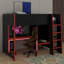 Lit mezzanine simple en bois avec bureau, garde-robe, DEL et tiroir