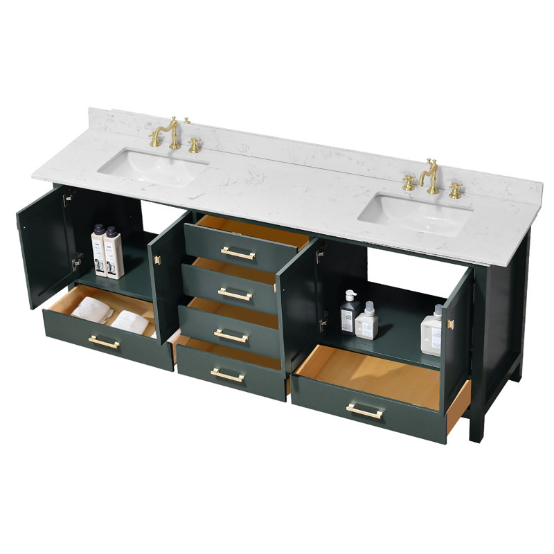 Angela 84" Double Bathroom Vanity Set, Green