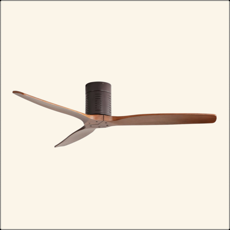 Ventilateur de plafond encastré de 52 pouces avec télécommande, 3 pales en bois réversible avec moteur à courant continu sans lumière