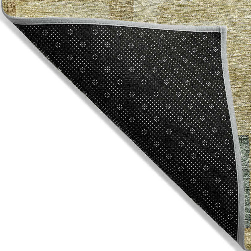 Beige Rectangular Synthetic Washable Indoor/Outdoor Rug 3' x 5'
