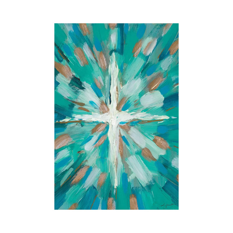 Teal Glory by L. Hewitt - Wrapped Canvas Painting, 20.32 cm H x 30.48 cm W