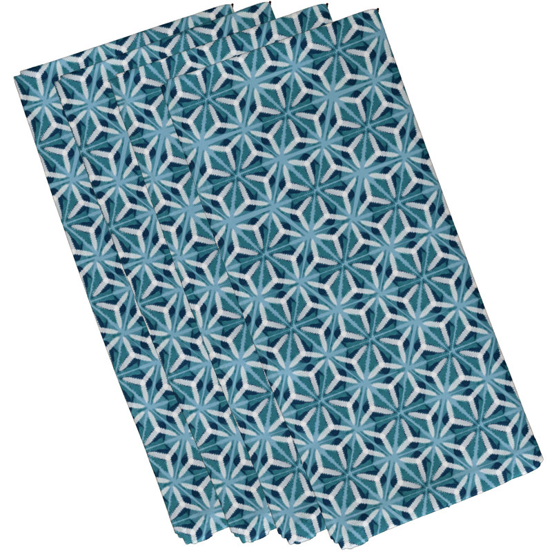 Ensemble de serviettes 4 pièces Daedrian, sarcelle, L 18 po x L 18 po, Géométrique 1 