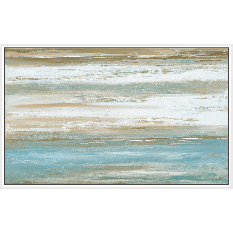 Teal Sunrise I par - Peinture, Cadre flottant blanc, H 21,5 po x l 33,5 po x P 2 po