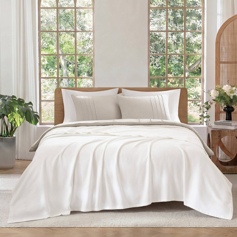 1 PC Twin Blanket, Micro- herringbone White