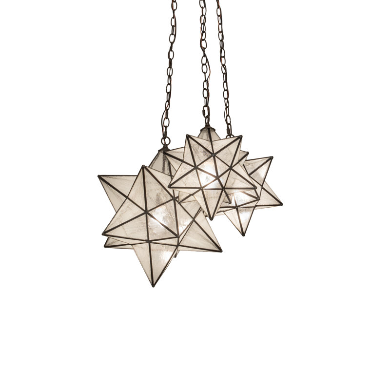 Luminaire suspendu en bronze huilé à 3 lumières Maynie