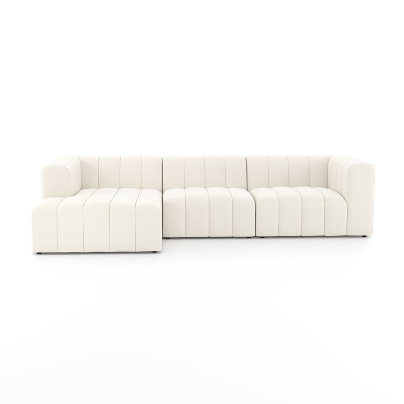 Langham Modular Chaise Sectional, Black, Saxon Charcoal Polyester Blend, Left Hand Facing