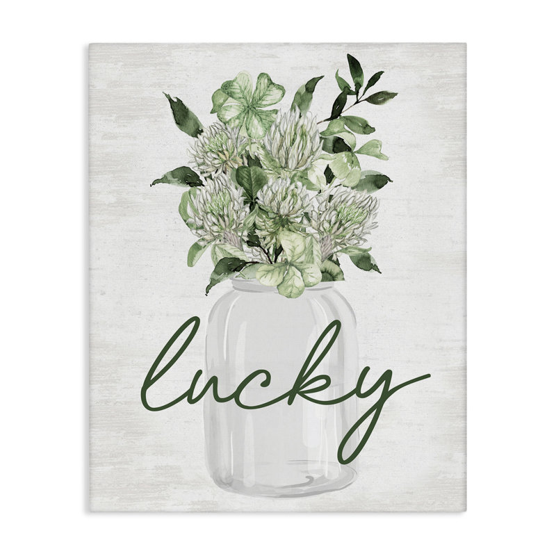 "Lucky Spring Shamrocks", art mural sur toile par lettré et doublé, H 30 po x l 24 po