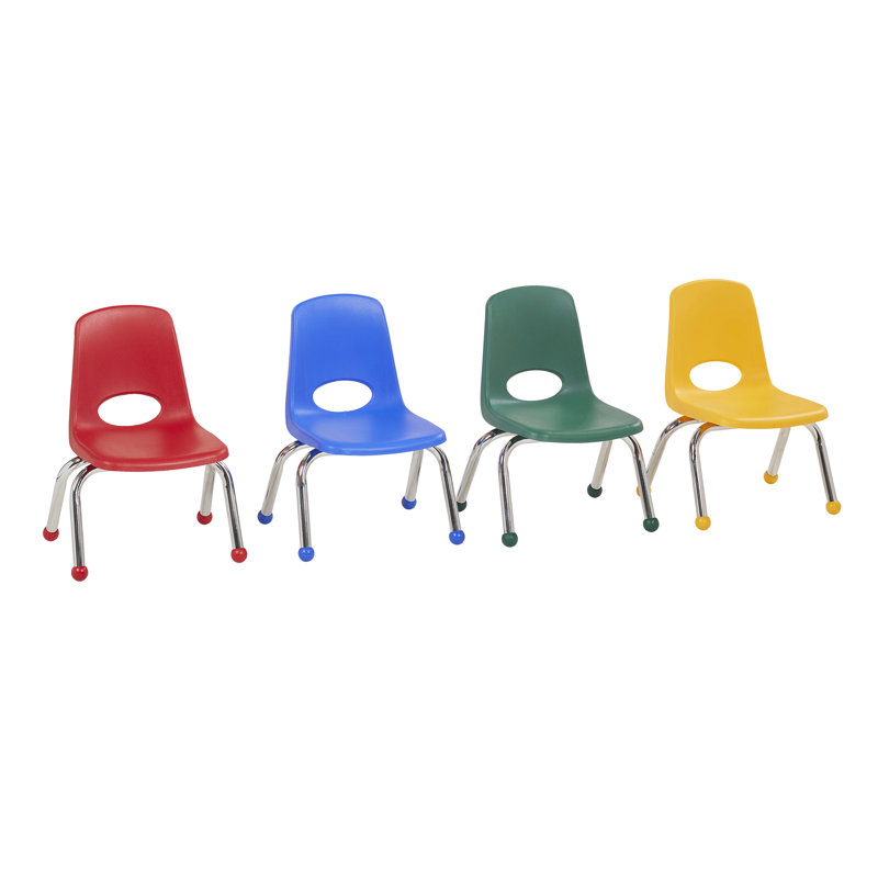 10" Multicolor Plastic Stackable Classroom Chairs with Chrome Legs, Set of 4