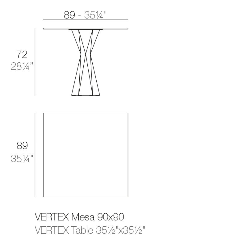 Table de salle à manger en plastique Vertex, 35.25"