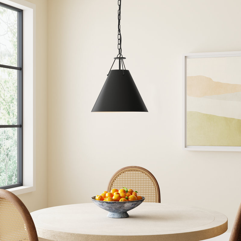 Kinston 3-Light Metal Dimmable Cone Pendant, Black, Black
